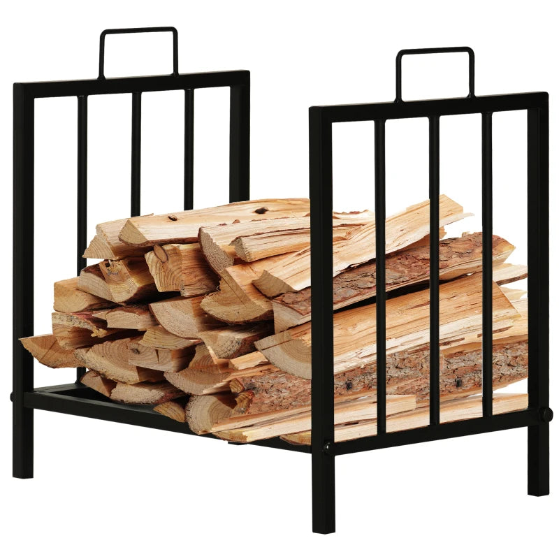 Durable Metal Firewood Log Holder with Handles for Indoor and Outdoor Use
