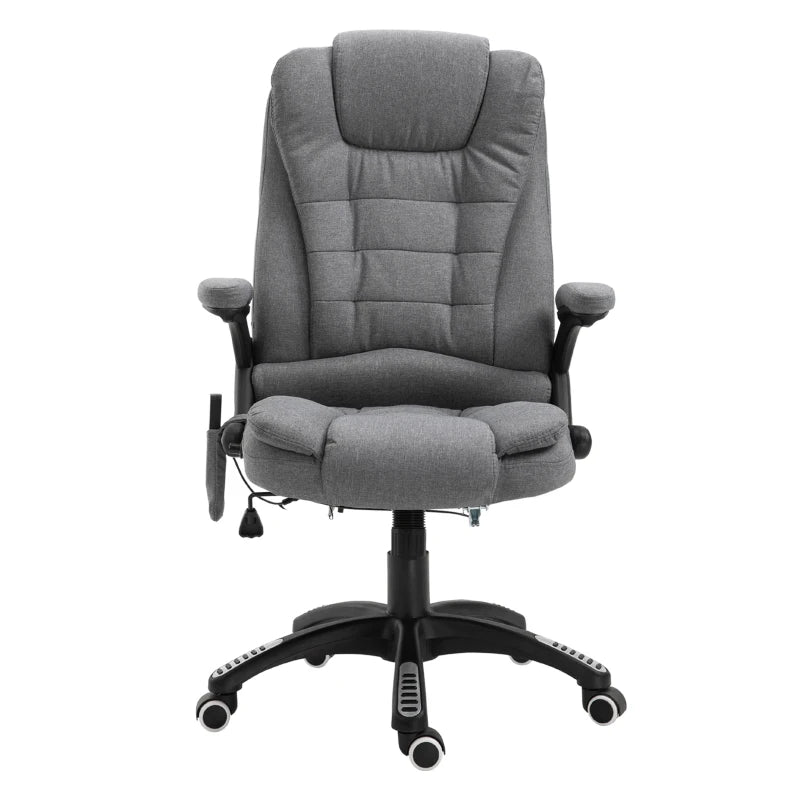 Grey Heated Massage Office Chair with Reclining & Swivel