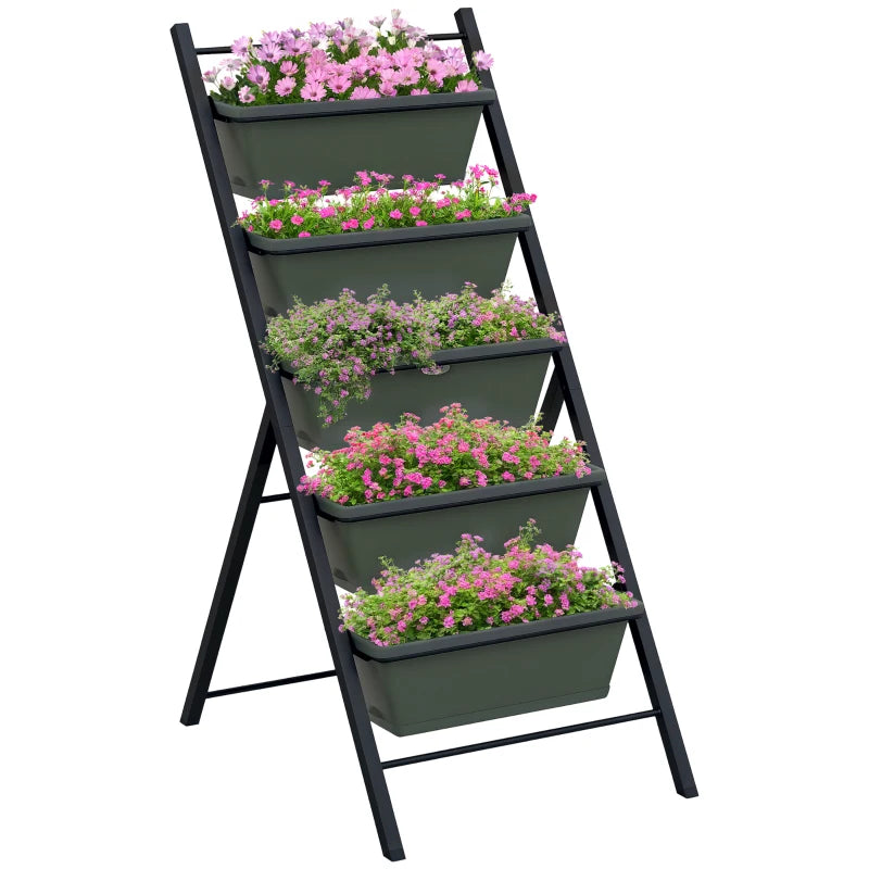 Vertical Garden Planter with 5 Tiers – Outdoor Raised Bed for Flowers and Veggies
