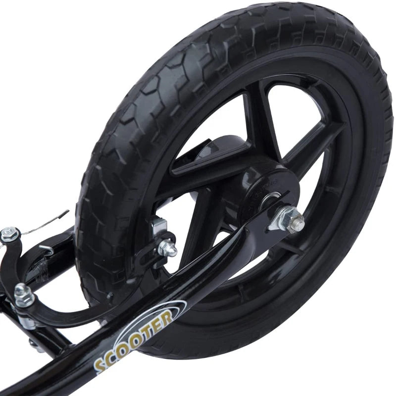 Kids Scooter with Rear Brake and Large 12" EVA Tires for Safe Riding – Black, 5-12