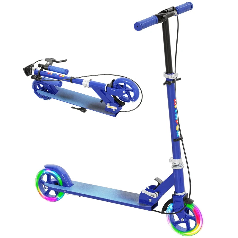 Blue Scooter for Kids 3-8 with Adjustable Handle, Light-Up Wheels, and Safety Brakes
