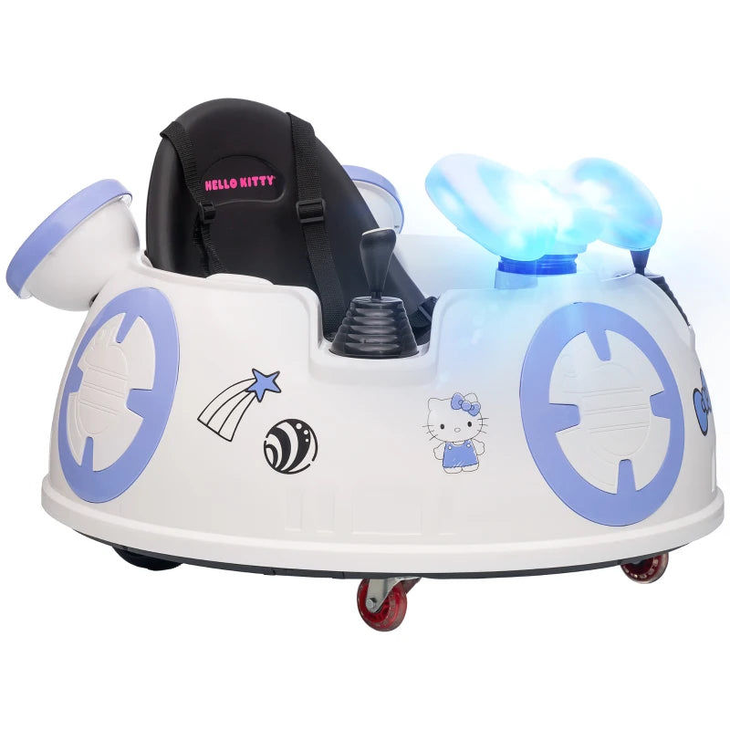 Hello Kitty Licensed Kids Bumper Car with Music, Lights, Remote & Seat Belt – White
