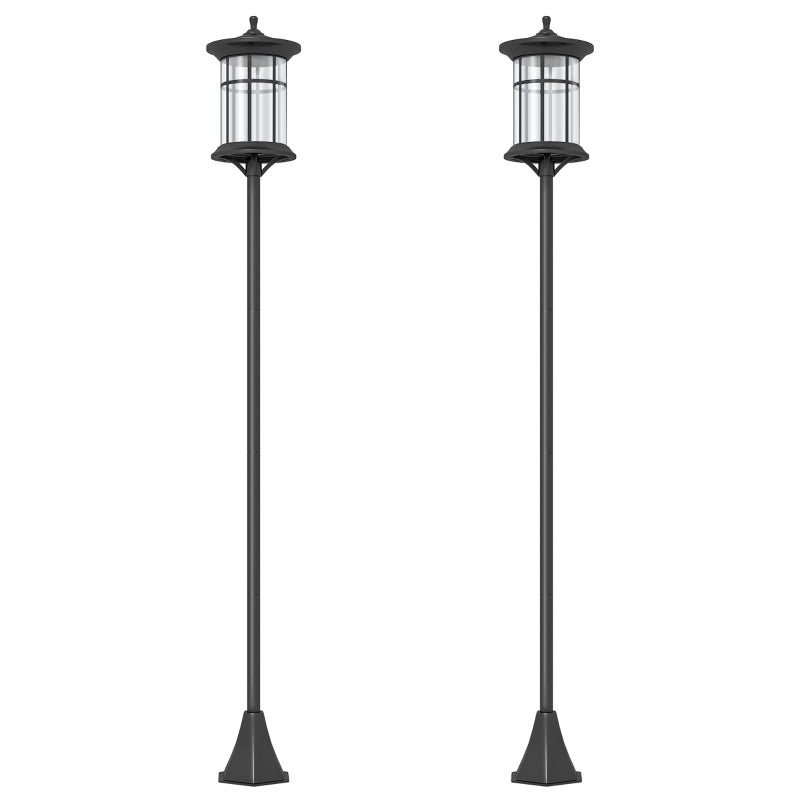 Energy-Efficient Traditional Black Solar Lamp Posts for Outdoor Use – Set of 2, 1.8m