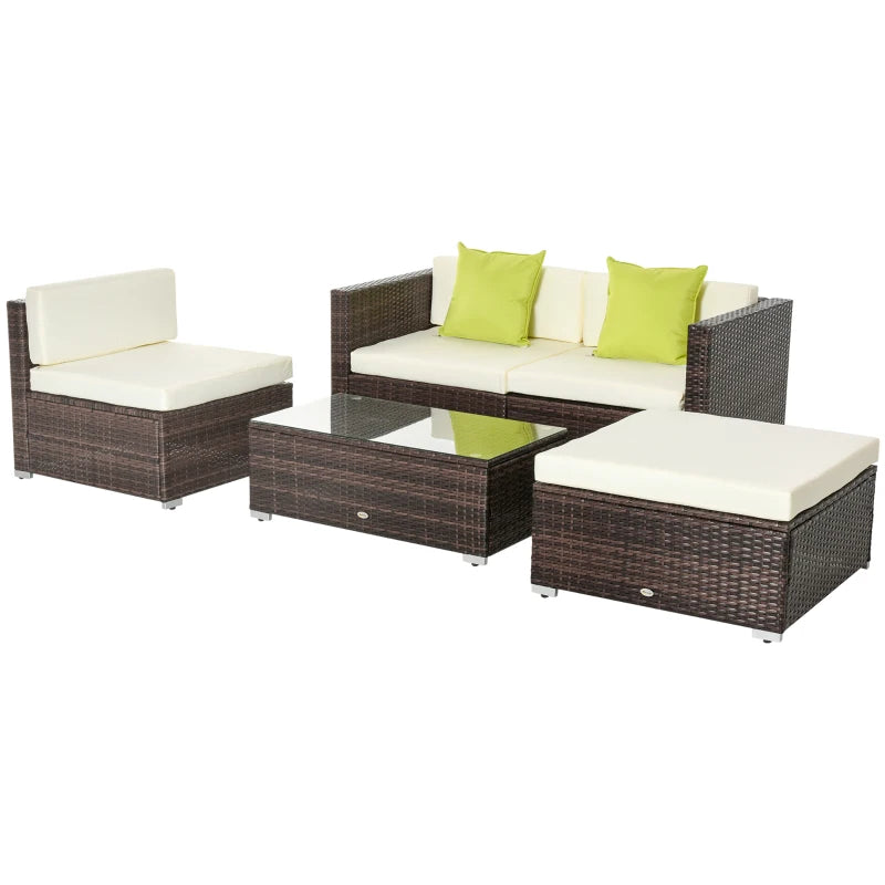 4-Seater Rattan Corner Sofa Set – Outdoor Garden Furniture for Patio, Brown