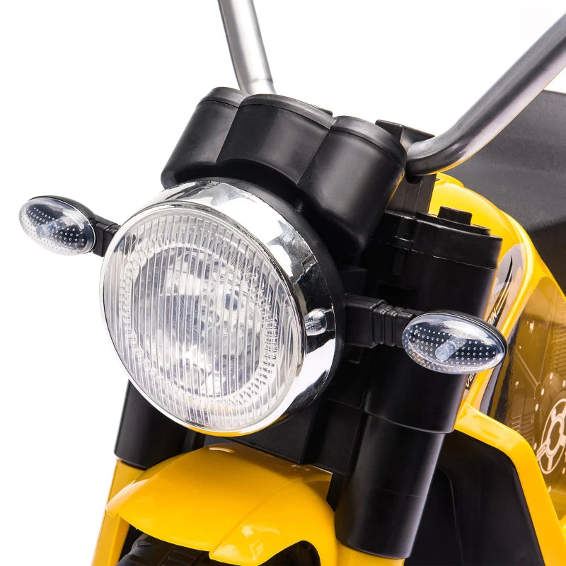 Yellow 6V Electric 3-Wheel Kids Motorbike Ride-On with Horn & Realistic Sounds, 18-36 Months