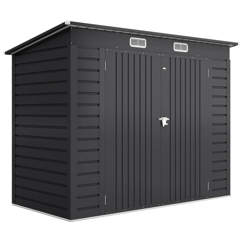 Durable Steel Storage Shed with Padlock and Latched Door, 3.7 x 7.9ft Grey