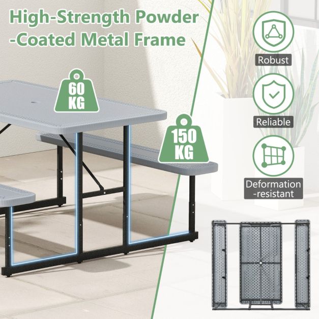 Outdoor Dining Set for Patio or Camping with 2 Benches