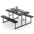 Outdoor Dining Set for Patio or Camping with 2 Benches