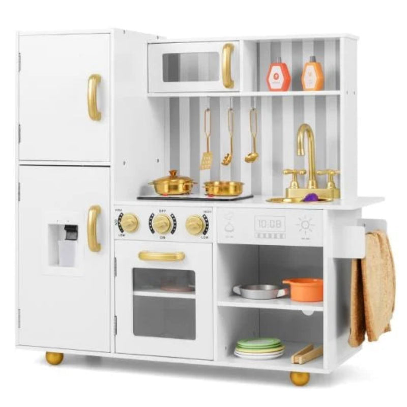 Kids Play Kitchen Toy Set with Oven Featuring Realistic Sounds and Lights