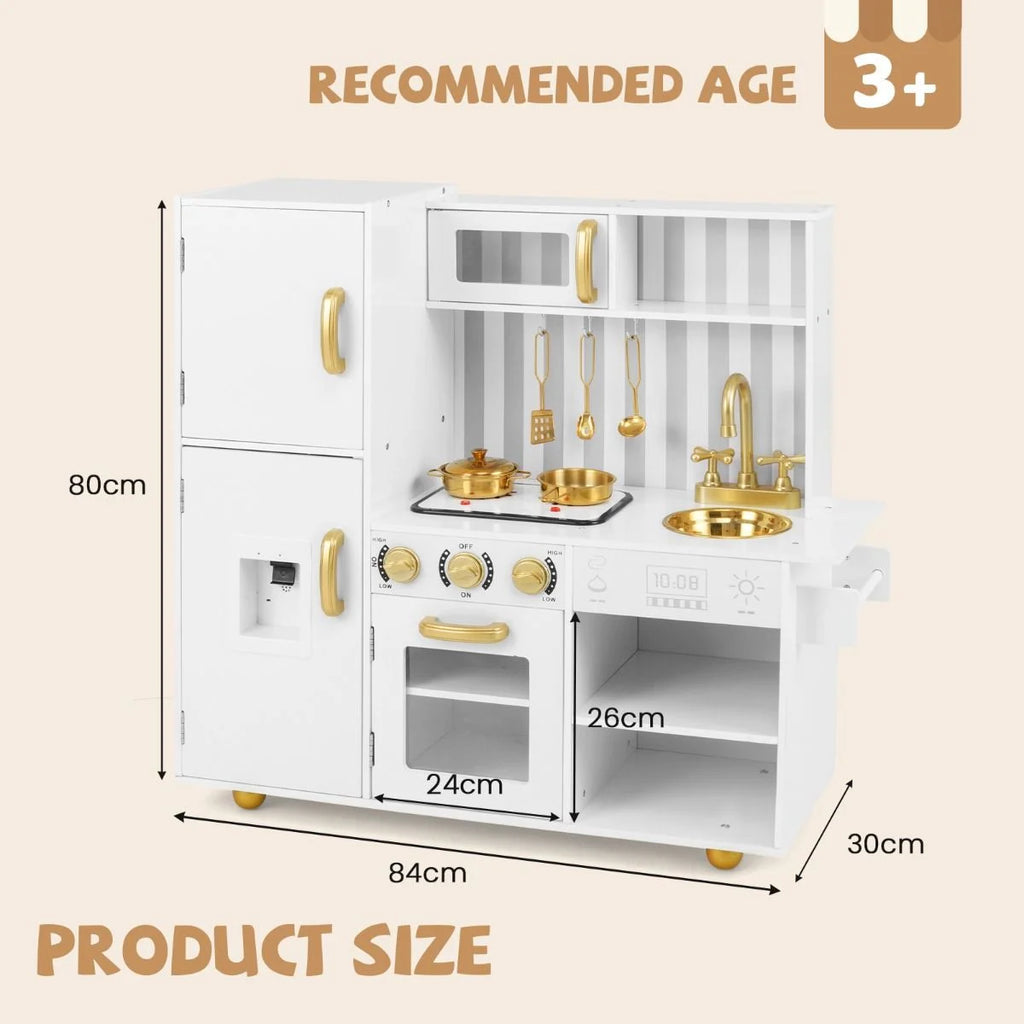 Kids Play Kitchen Toy Set with Oven Featuring Realistic Sounds and Lights