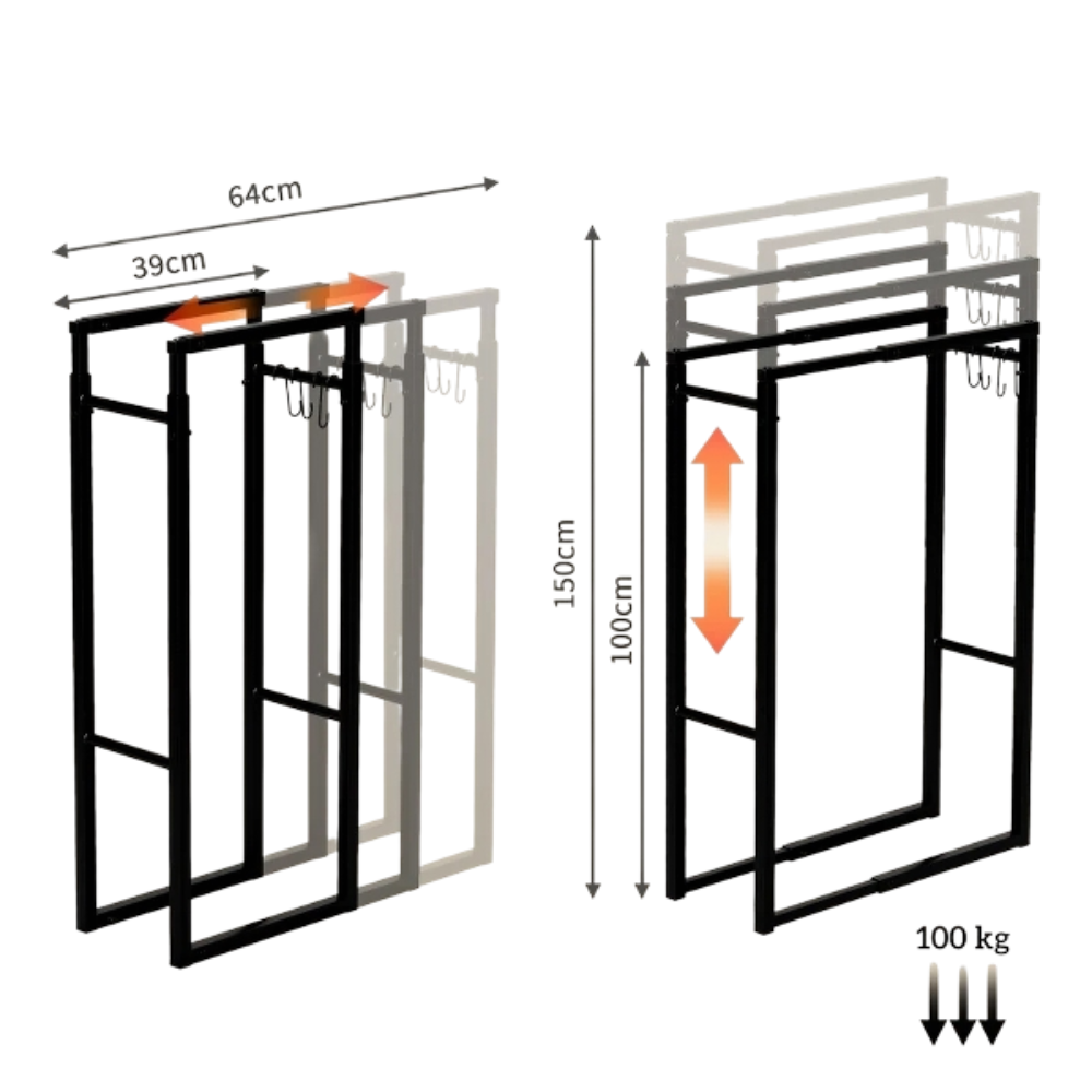Durable Adjustable Metal Firewood Rack for Logs Measuring 40-65cm and 100-150cm