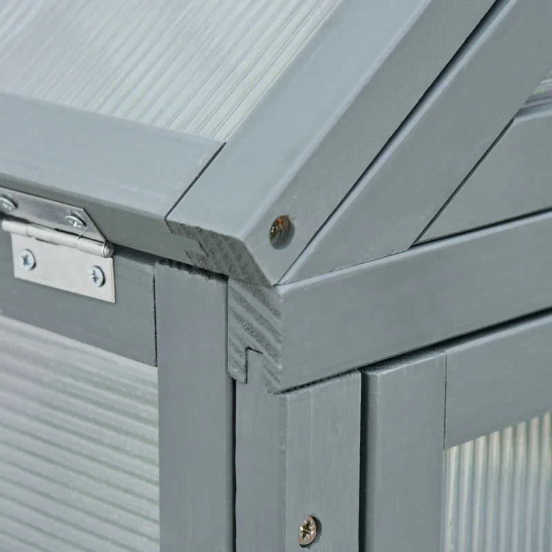 Polycarbonate Garden Cold Frame Greenhouse with Adjustable Shelves & Double Doors, Grey