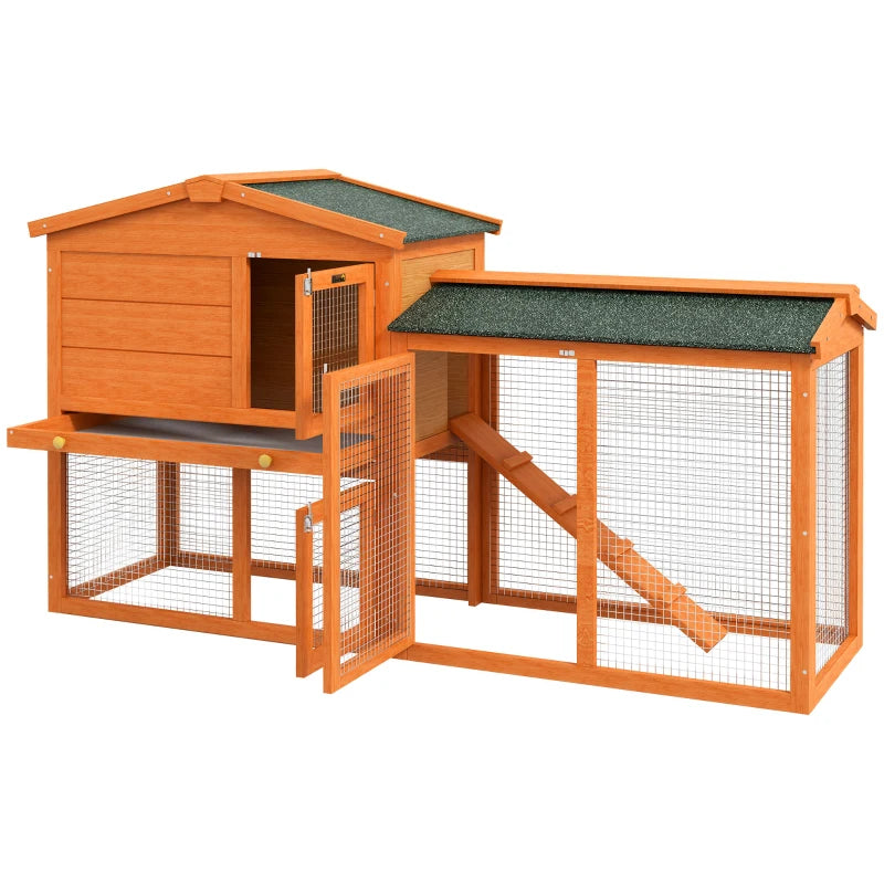 Two-Level Rabbit Hutch with Easy Clean Tray