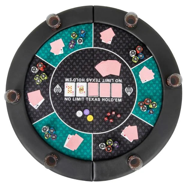 Blackjack Game Mat Portable Round Design with Storage Carry Bag