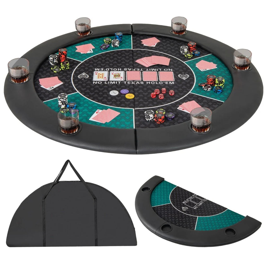 Blackjack Game Mat Portable Round Design with Storage Carry Bag