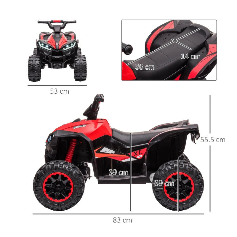 Kids 12V Electric Quad Bike Ride-On – Red, with Music & Horn, for Ages 3-5