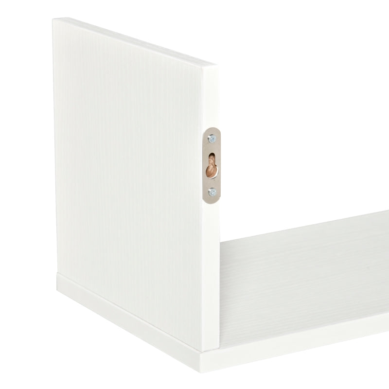 Wall Mounted Set of 3 White U-Shaped Floating Shelves for Storage
