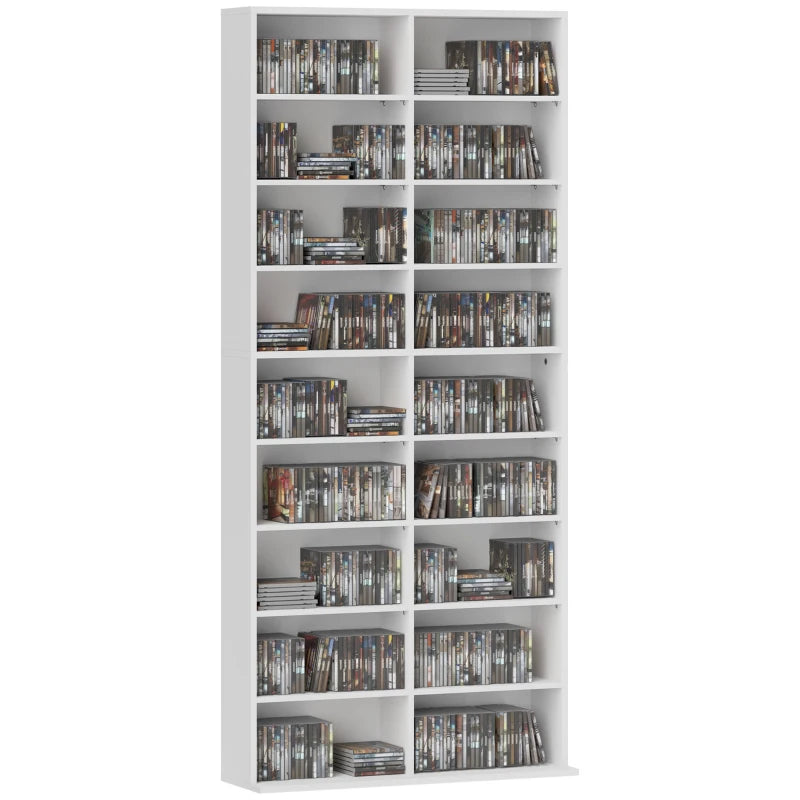 Tall White Storage Tower for 640 CDs, Media Shelf Organizer Unit