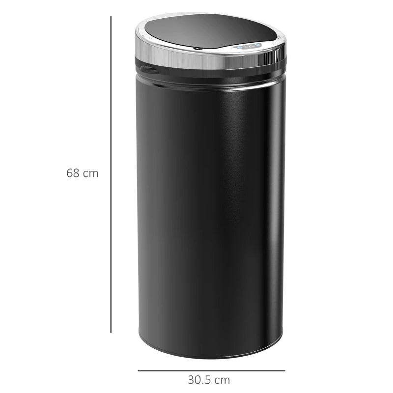 42L Touchless Sensor Trash Bin with Bucket, Black Stainless Steel