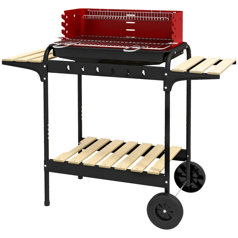 Red Charcoal BBQ with Five-Level Grill Grate for Flexible Grilling and Heat Settings