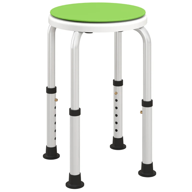 Aluminium Shower Stool, 360° Swivel, Adjustable Height, Non-Slip Feet