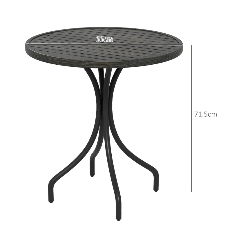 Sturdy Grey Galvanised Steel Garden Table, 66cm Diameter Perfect for Outdoor Use