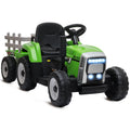 Kids Battery-Powered Ride-On Tractor with Trailer, Remote & Music Features - Green