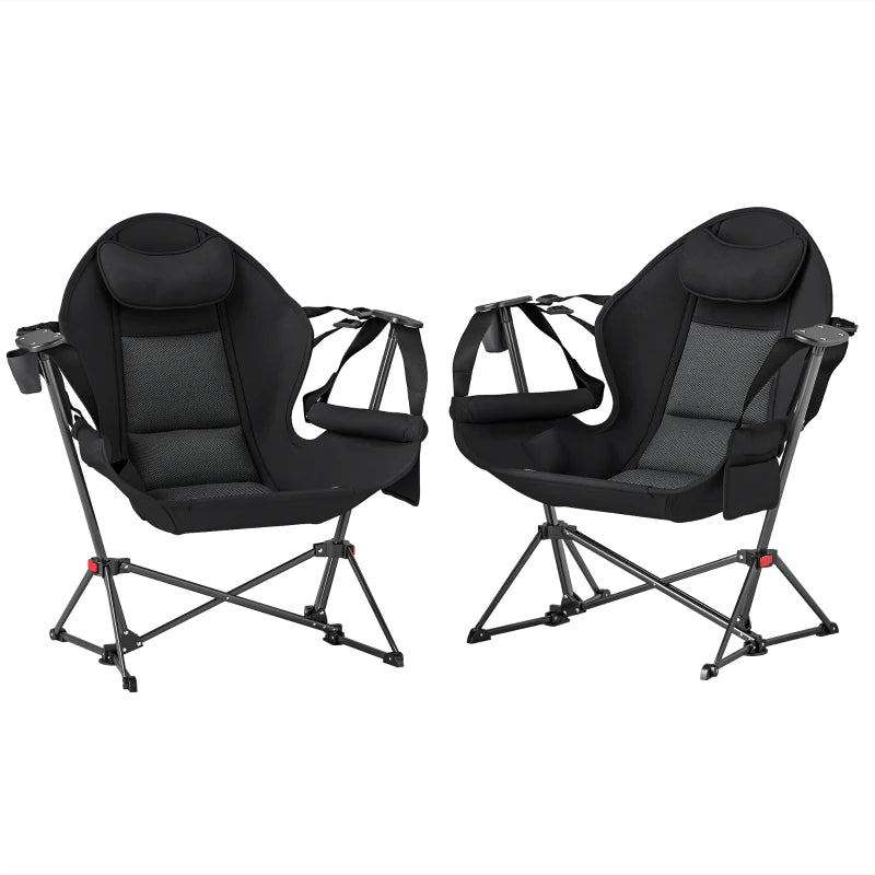 Black Hammock Chairs for Travel, Fishing & Hiking (2 Pack)