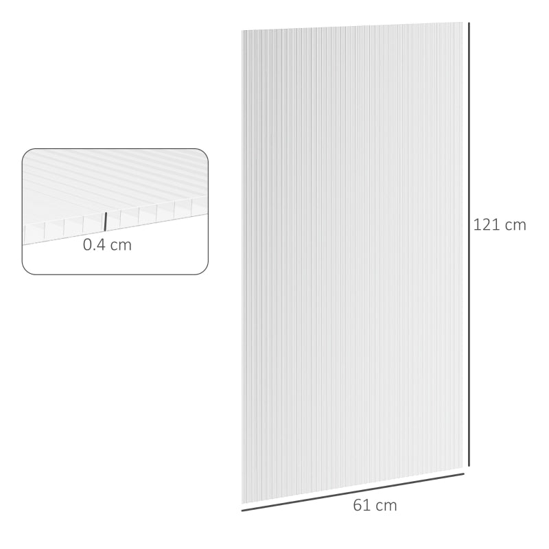 Clear Twin-Wall Polycarbonate Sheets, 14 Pieces, Waterproof & UV Protected, 121x61x0.4cm