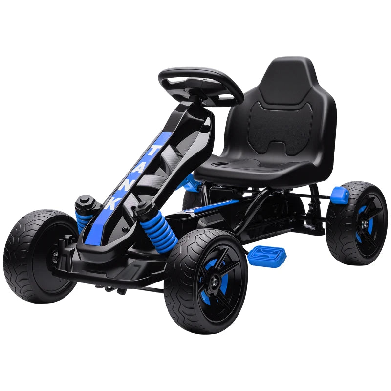 Pedal Go Kart for Kids 3-6 Years Freewheel System, Brake & EVA Anti-Slip Wheels Blue