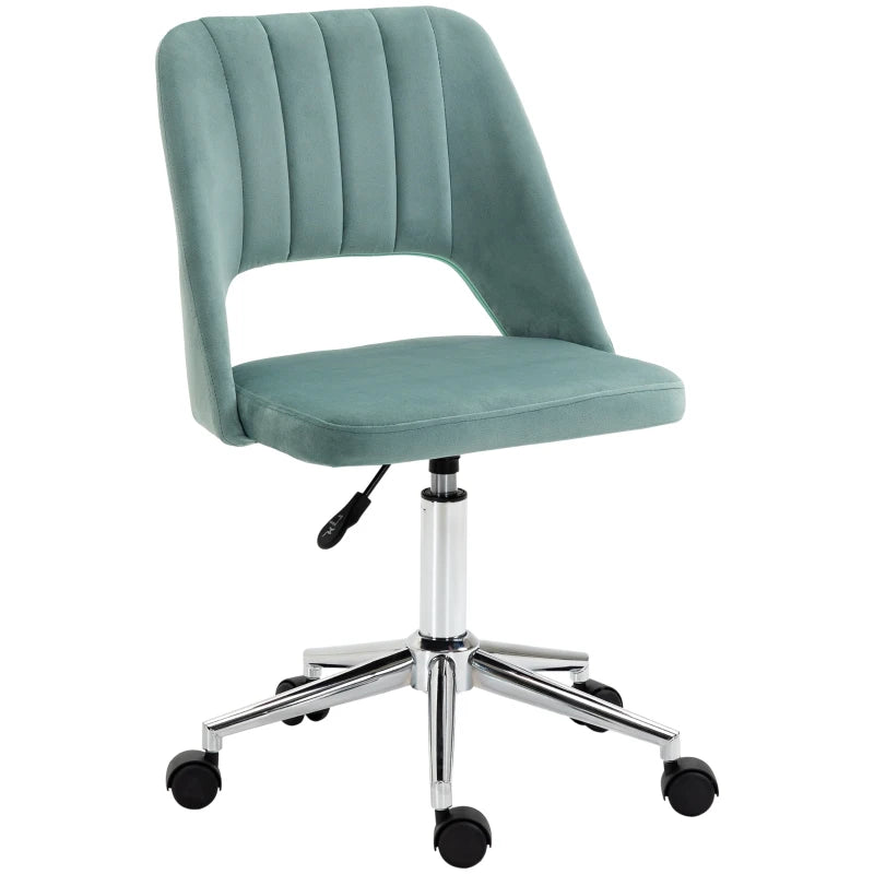 Green Velvet Computer Chair with Scallop Back