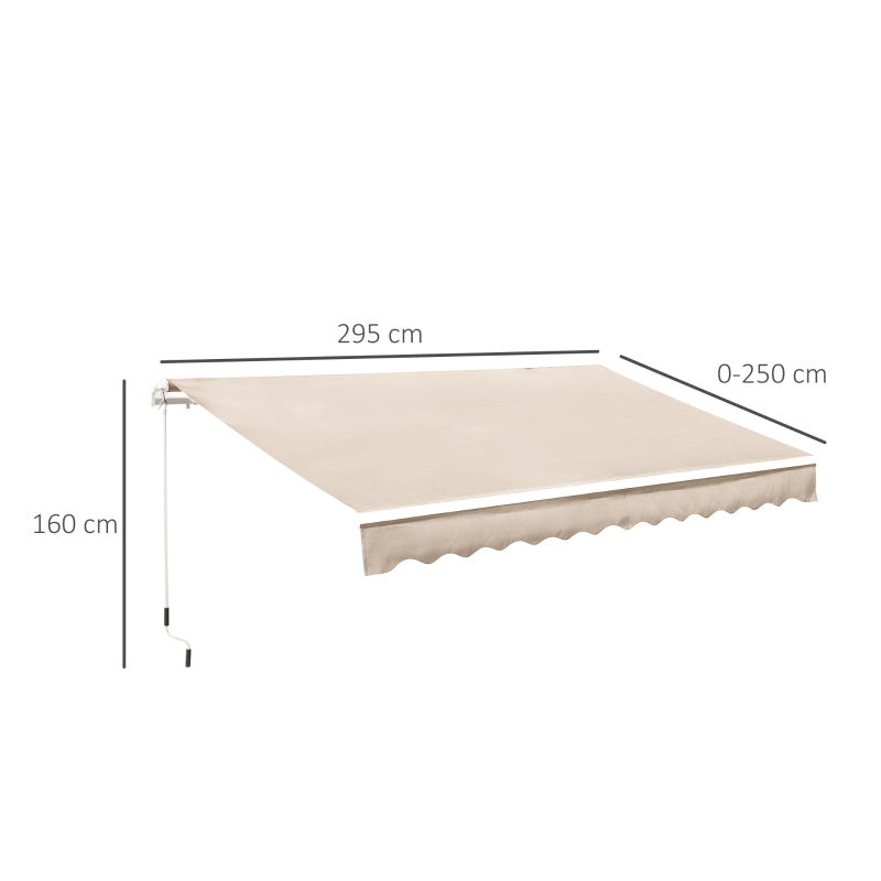 Ivory White Manual Awning – Retractable Sun Shade for Patio, Garden or Balcony 3x2.5m