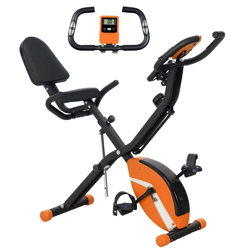 Foldable Fitness Bike with Arm Workout Bands & LCD Display