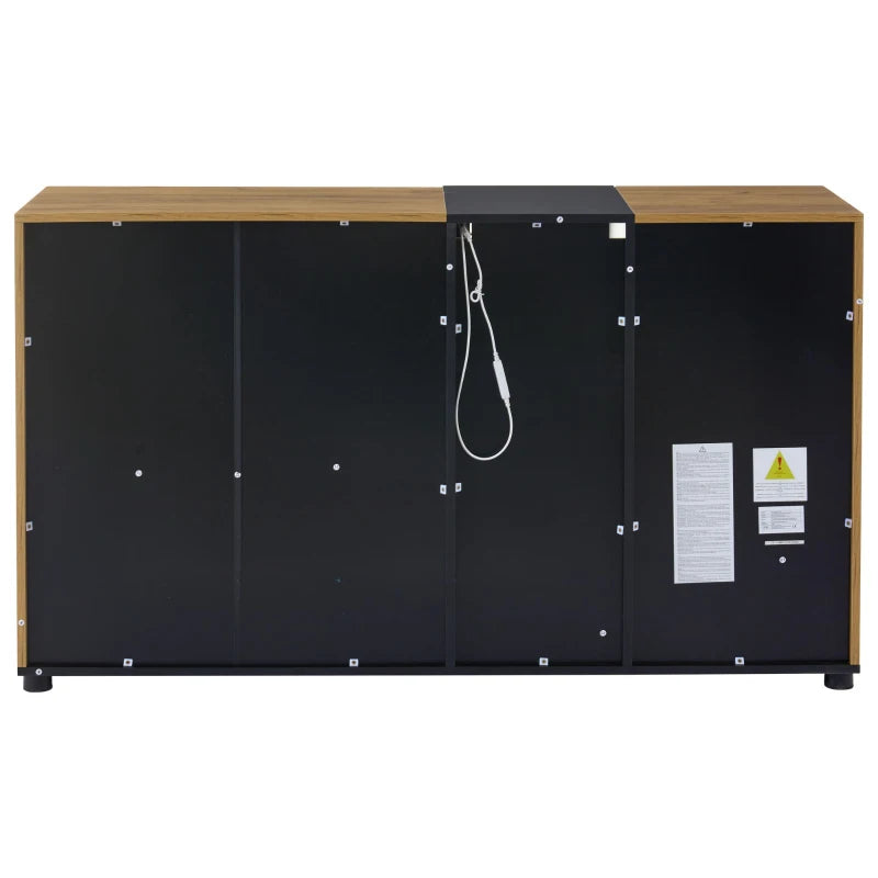 Stylish Modern Sideboard with LED Lighting, Drawers & Glass Shelves, 140cm