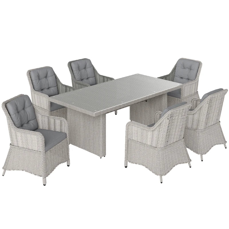 Mixed Grey 7-Piece Rattan Dining Set for Patio and Garden