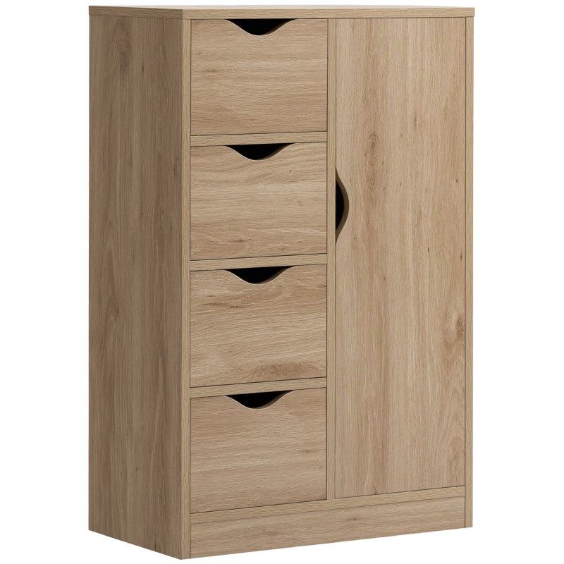 Natural Wood Storage Cabinet – 4 Drawers & Cupboard for Home Use