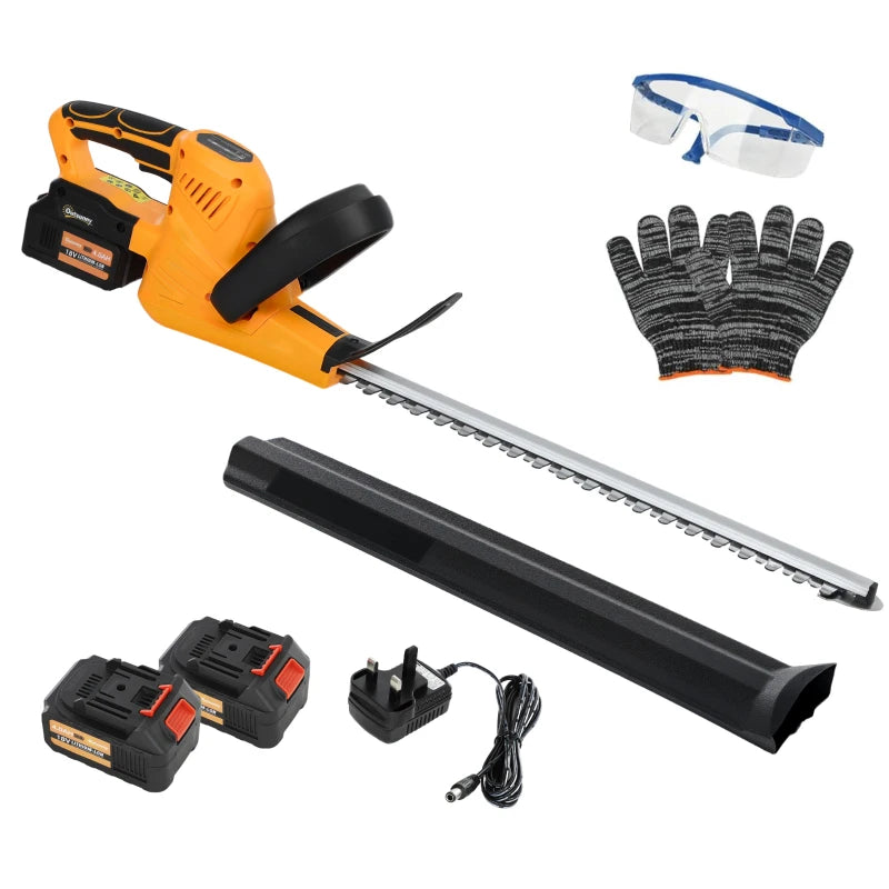 Cordless Electric Hedge Trimmer with Brushless Motor, Dual Action Blade & 2 Batteries, 20"
