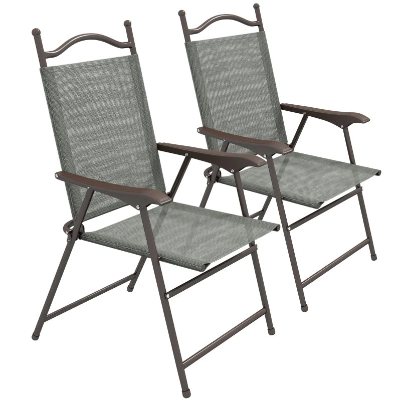 2-Pack Outdoor Folding Chairs – Dark Grey Mesh Seats
