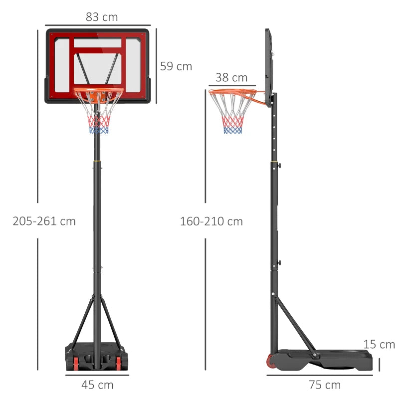 Portable Basketball Hoop Stand with Rim, Net & Rolling Base