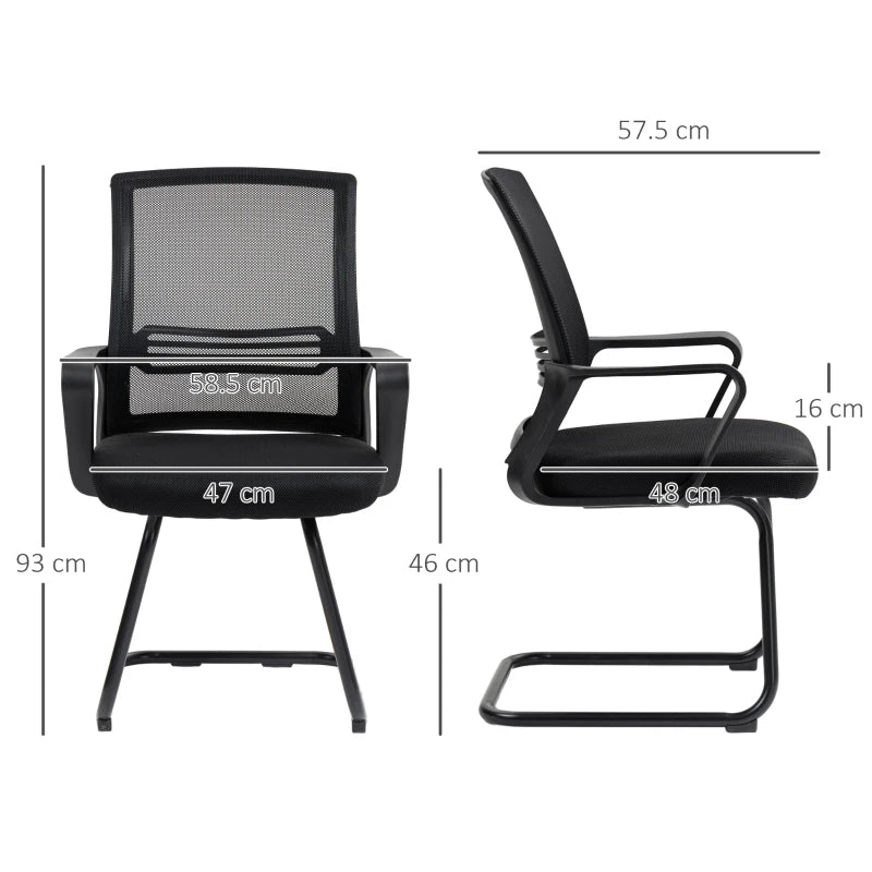 Black Sled Base Desk Chair for Conference Rooms