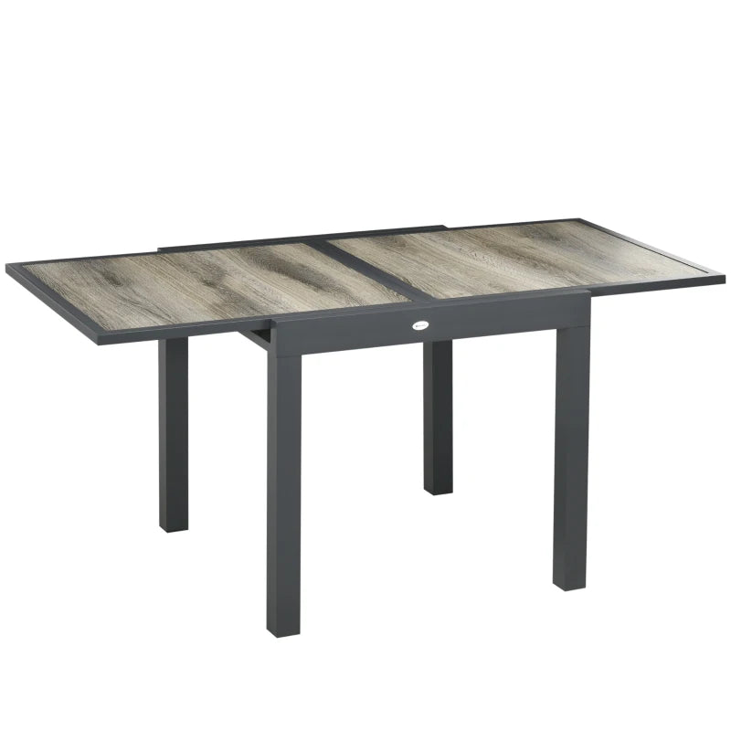 Extendable Outdoor Dining Table for 6 with Aluminium Frame & Durable Plastic Board Top