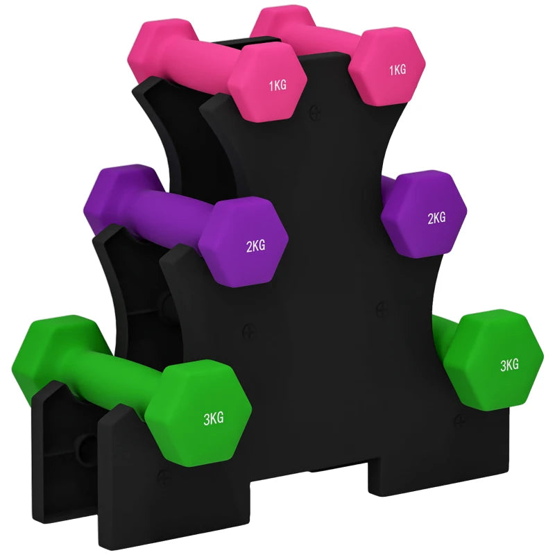 6-Piece Dumbbell Set with Rack – Home Workout Weights