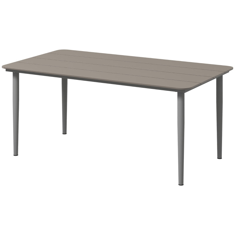 Durable Outdoor Dining Table for 6, Rust-Resistant Metal Frame, WPC Top, 160x90x74cm
