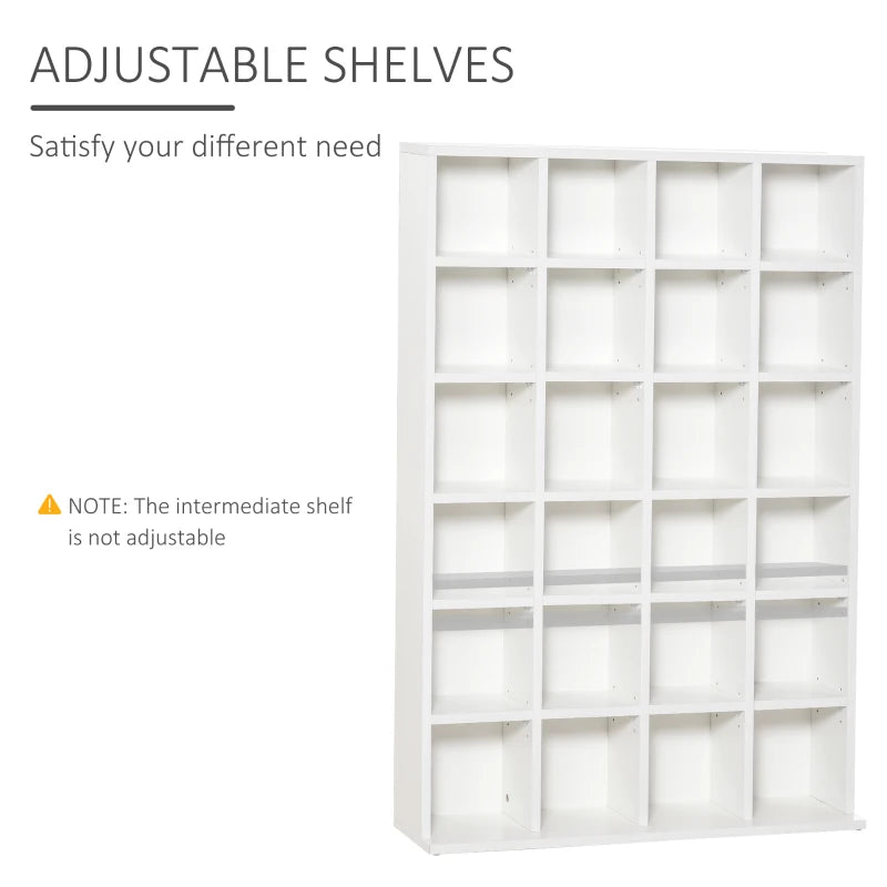 CD Storage Rack – White, 89x130.5cm with Adjustable Shelving