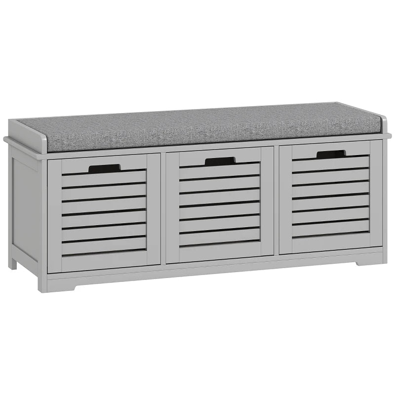 3-Drawer Grey Shoe Bench – Practical Storage & Seating