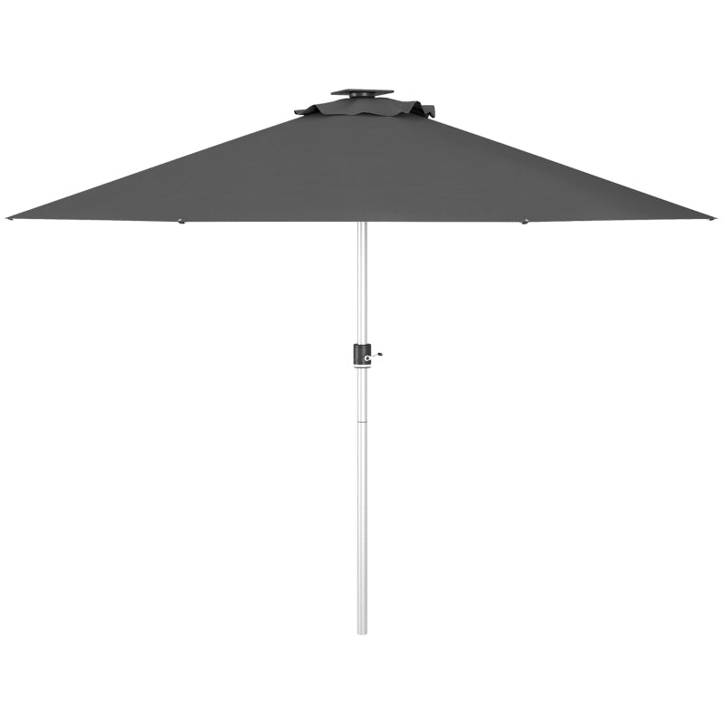Grey Patio Parasol with Solar-Powered LED Lights for Stylish Outdoor Lighting – 3m