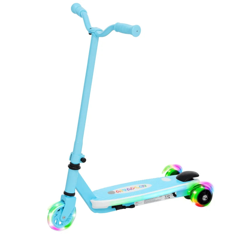 Blue Electric Scooter for Children 4-7 with Flashing LEDs & Extra Support Wheels