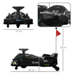 Electric Go Kart for Kids 12V with Music & LED Lights, Slow Start – Black