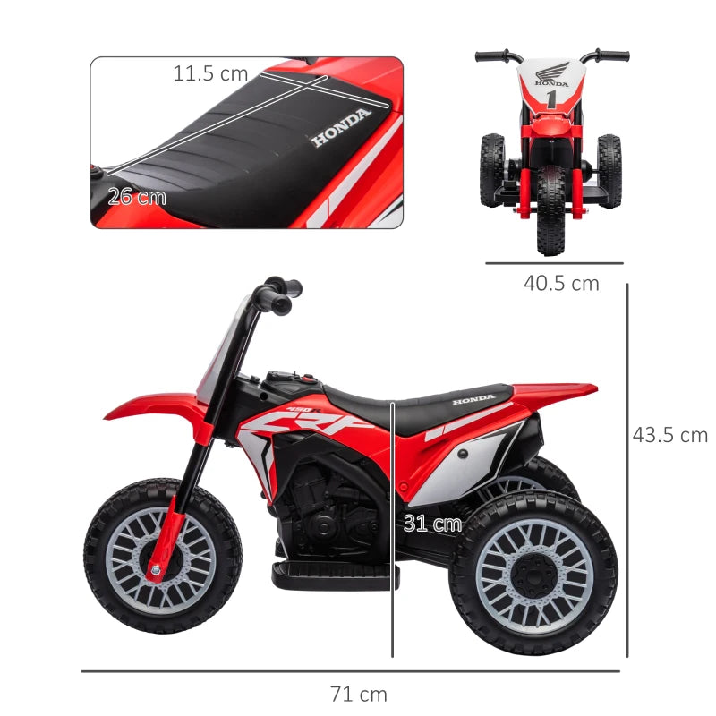 Toddler Electric 3-Wheel Motorbike with Horn and Startup Sound – Red, Ages 18-36 Months