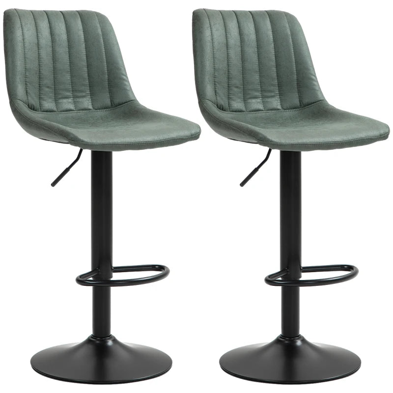 Green Tub Bar Stools – Retro Set of 2 with Comfortable Seating